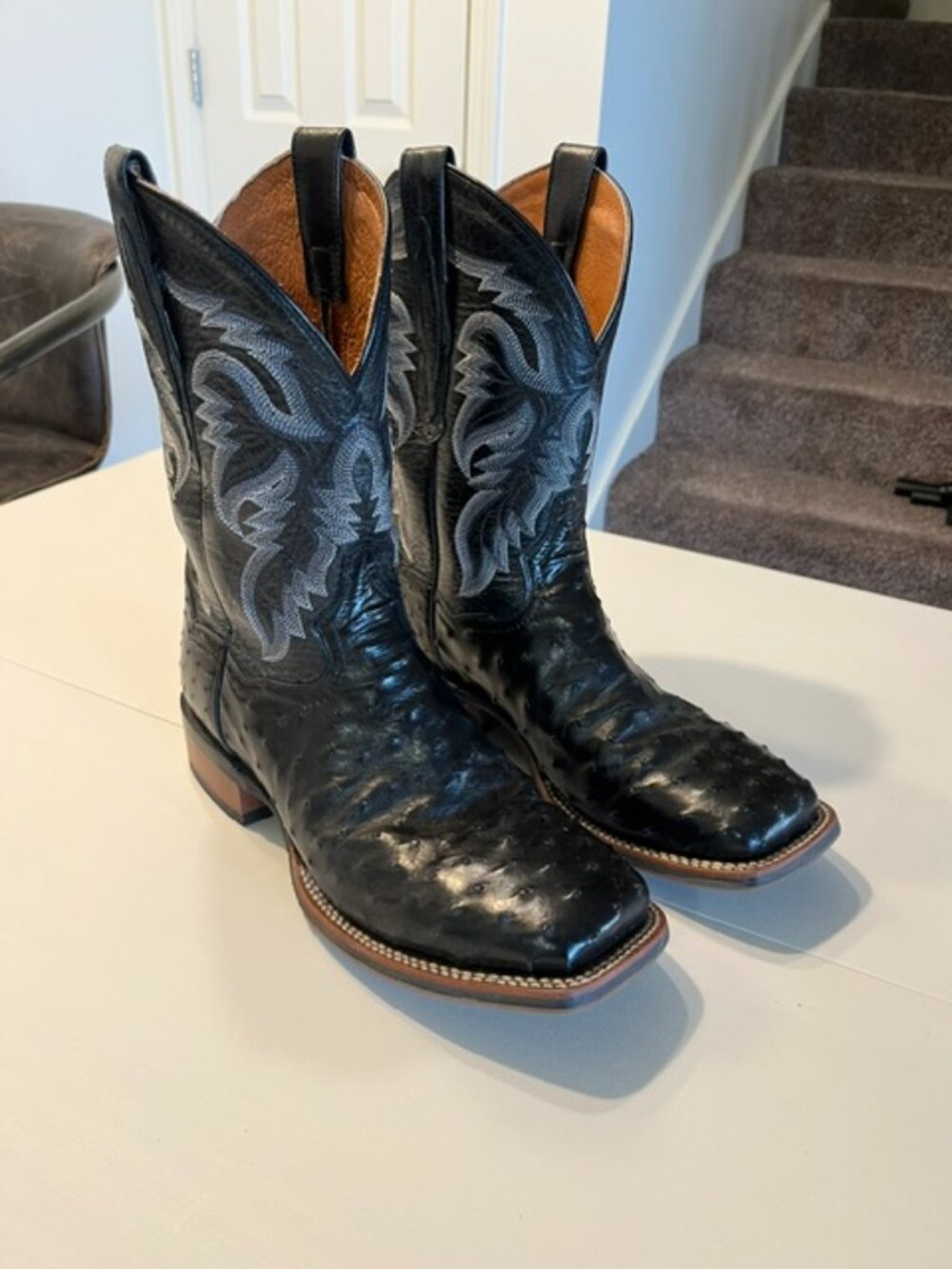 Dan Post Alamosa Full Quill Ostrich Western Boot Broad Square Toe 9.5D